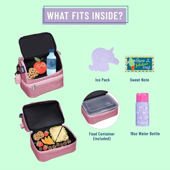 Wildkin Pink Glittery Lunchbox - Picture 4 of 7